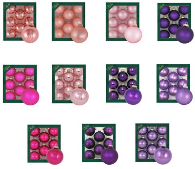 Krebs Glas Lauscha Lila/Pinke Kugeln im 8er Set - Christbaumschmuck aus Glas
