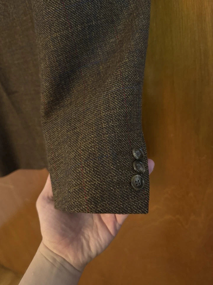 Blazer Corneliani a Cuadros Marrón Para Hombre Como Nuevo, Lana Y Cachemira, 54L EU/44L US Foto 4 de 4