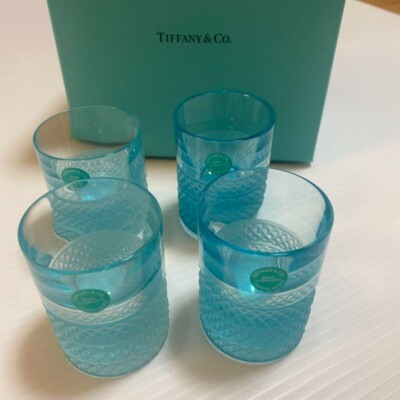 Tiffany Co Diamond Point Tiffany Blue Shot Glasses Set of New from Japan 