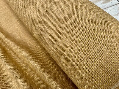 GLITZER HESSISCHE JUTE Stoff Sacktisch Gold Lurex Läufer Material -160cm breit