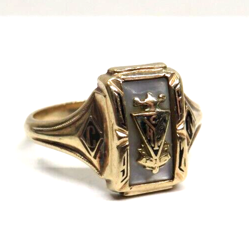L@@K Vintage Solid 10K Yellow Gold CY High School 1961 Class RING