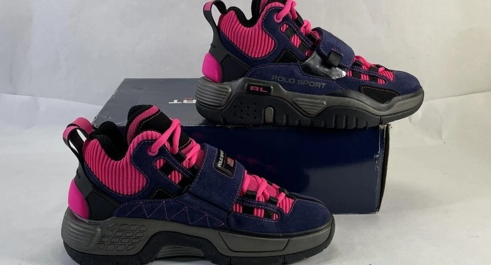 Polo Sport Ralph Lauren PS 100 SK HTL Strap Suede Mid Sneaker New Size 9.5 Neon - Image 4 of 4