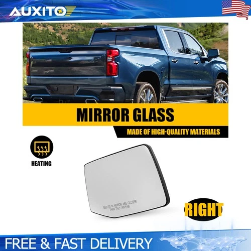Right Heated Mirror Glass For 2019-2023 GMC Sierra 1500 Chevrolet Silverado 1500