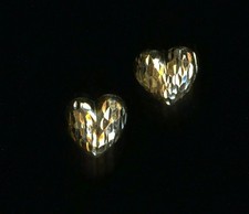 14K Fine Solid Yellow Gold 7mm Diamond Cut Heart Love Stud Earrings QX