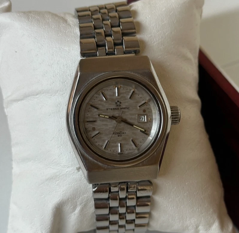 1970's vintage Eterna Matic Kontiki 20 watch Automatic big crown date 30mm Rare - image 2 of 4
