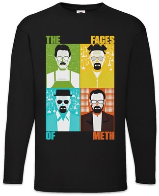 Faces Of Langarm T-Shirt Walter Breaking White Ehrmantraut Bad Crystal Pinkman