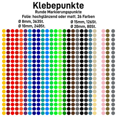 APLI Markierungspunkte 15 mm, Schwarz, 168er