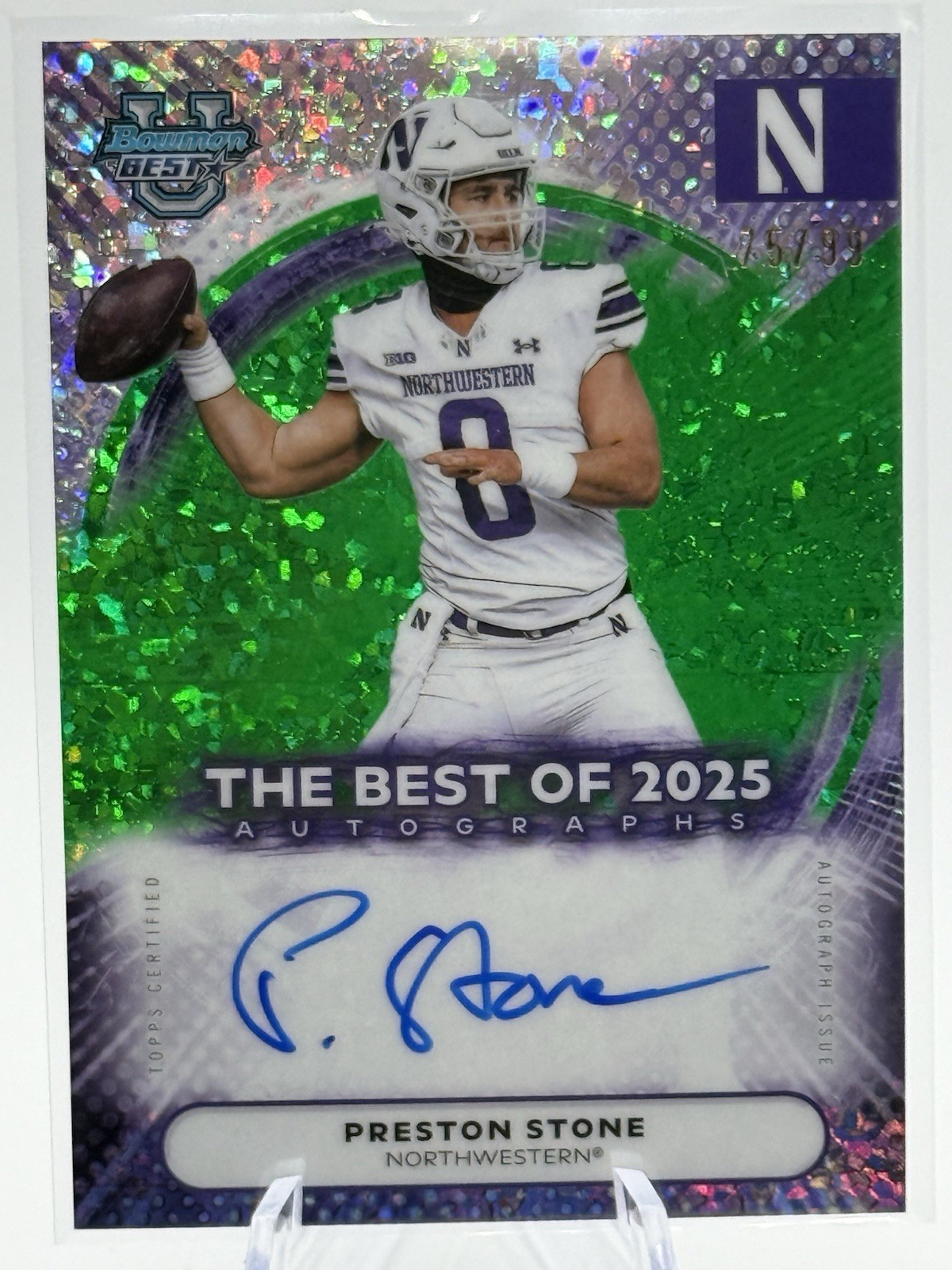 2025 Bowman's Best U - Preston Stone Best of 2025 Auto /99 Green Mini Diamond