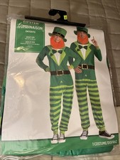 Zipster St. Patrick's Day Halloween Green Leprechaun Jumpsuit Costume Adult S/M