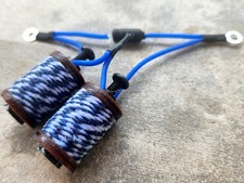 1.25" 8-32 Tattoo Machine 8 Wrap Coils Wood Washers White Navy Twine Neon Blue