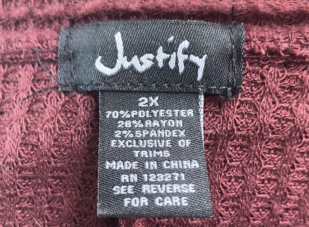 Justify Plus Size 2X LS Button Down Waffle Knit V… - image 5