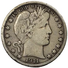 1911-D Liberty Barber Silver Half Dollar 50c Denver Very Fine VF+