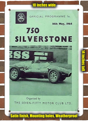 Metal Sign - 1964 Silverstone Circuit Racing Program - 10x14 inches