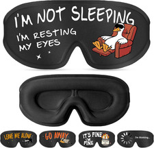 Funny 3D Zero Pressure Sleep Eye Mask for Men Women Side Sleeper, Adjustable Bla