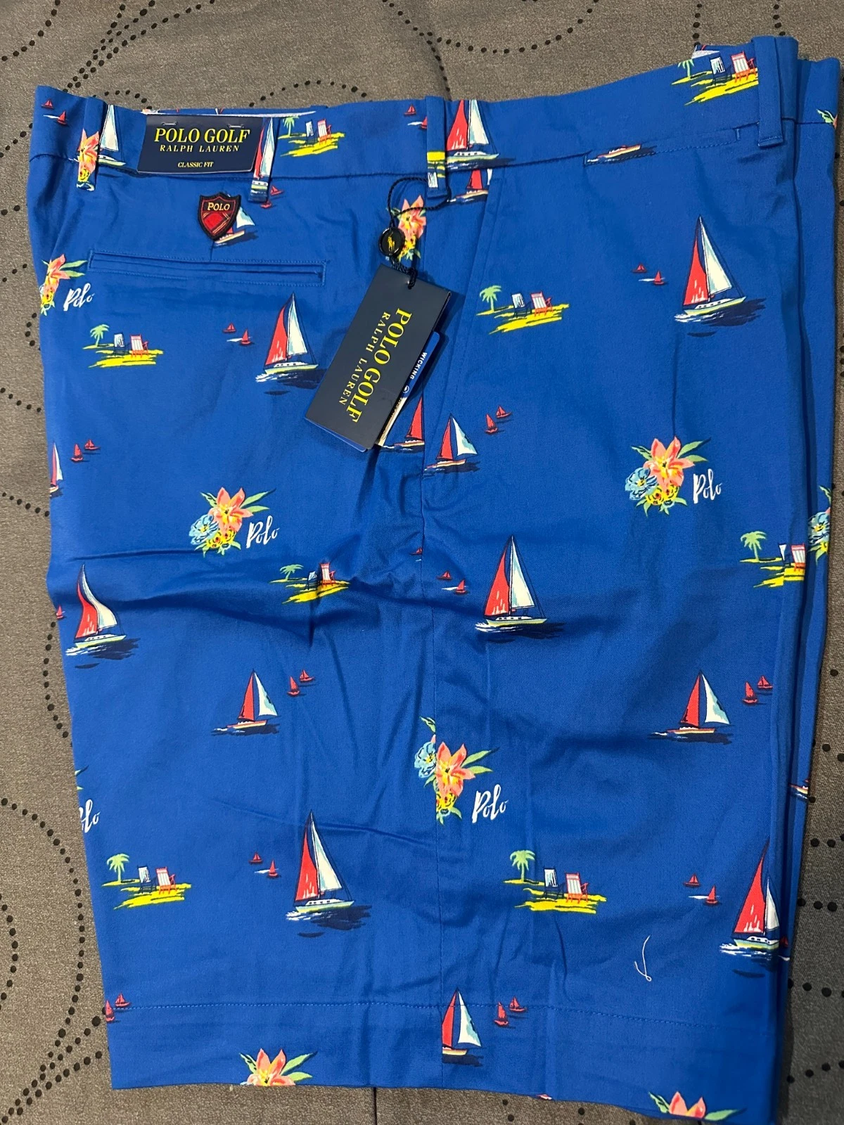 POLO RALPH LAUREN GOLF CLASSIC FIT BLUE SAILING PRINT SHORTS SIZE 40 MEN $98.50