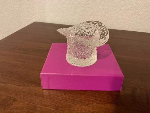 Vintage Fenton Daisy Button Clear Glass Top Hat