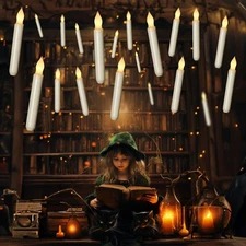 Homemory 24 Pcs Hanging Floating Candles, Dia 0.8" x H 6.5", warm yellow 24 