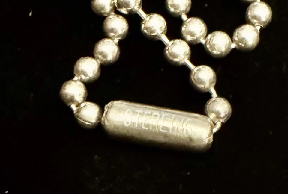 Necklace KING / QUEEN BABY Dog Tag Crown Heart Pendant 16" Sterling Ball Chain - Image 4 of 4