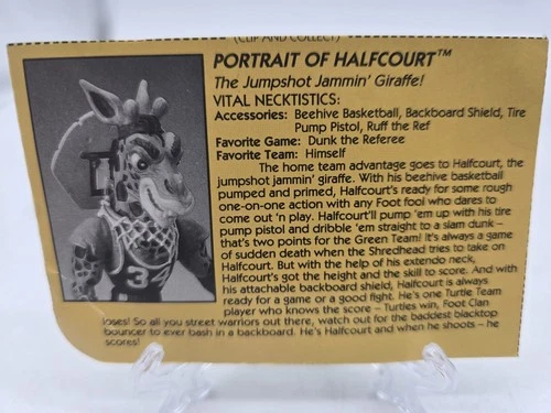 1993 Teenage Mutant Ninja Turtles TMNT HALFCOURT File Card Only !