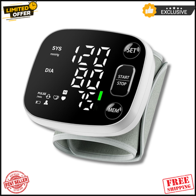 #ad Oklar Wrist Blood Pressure Monitor Rechargeable Digital BP Machine LED Display $44.99