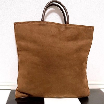 Loewe Tote Bag Handbag Anagram Embossed Suede Leather A4 Brown 33x32x7cm