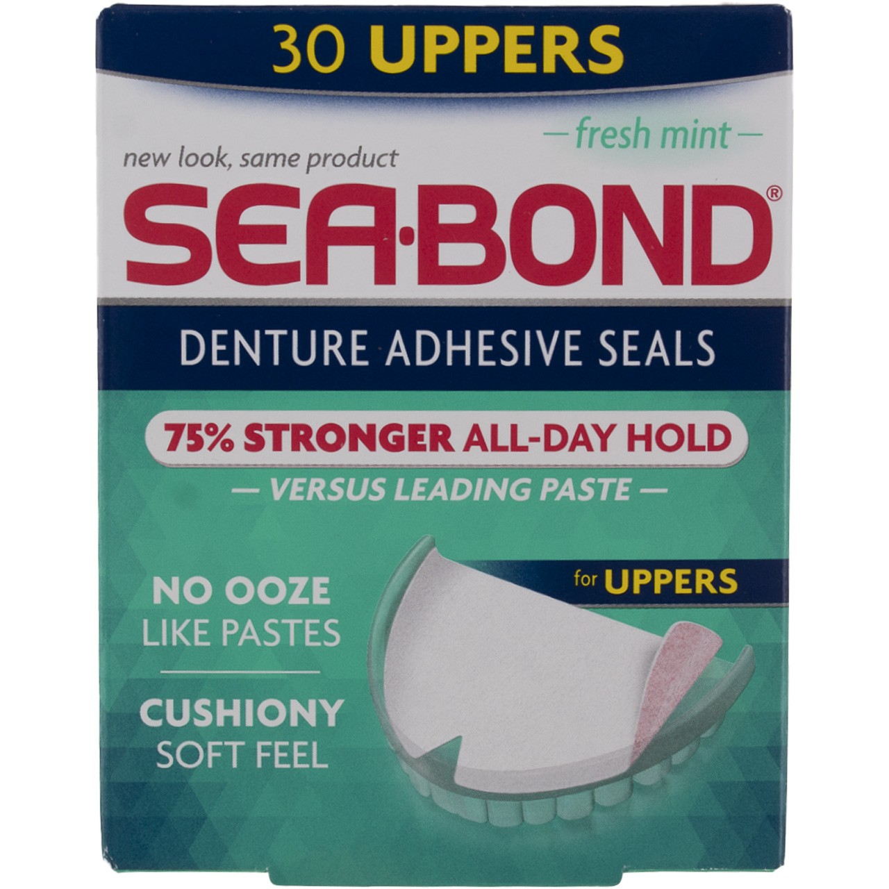 3 Pack Sea-Bond Upper Adhesive Denture Seals, Fresh Mint, 30 Ct