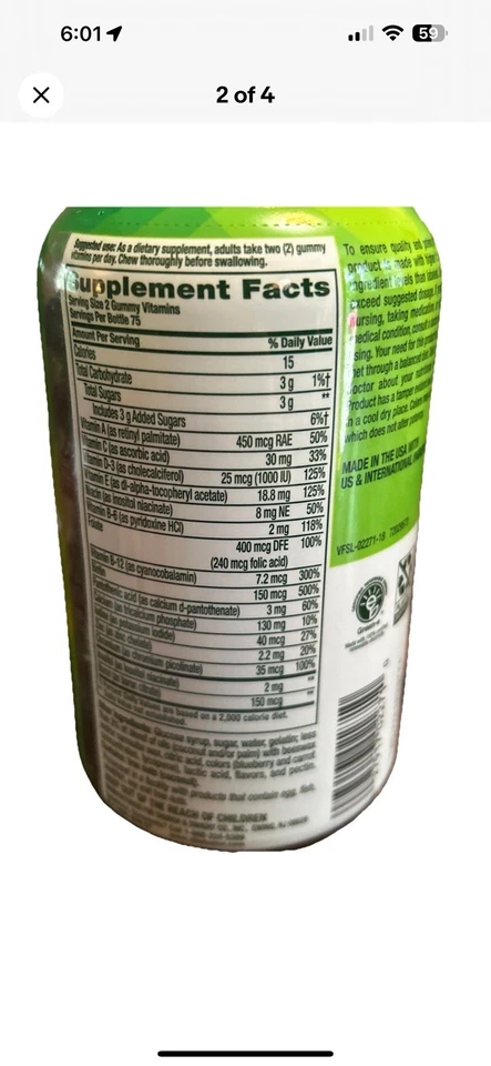 Vitafusion Mujer Multi Vitaminas Gomosas, 150 Unidades, Sabor Baya Foto 2 de 4