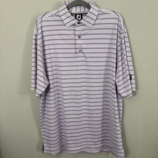 Footjoy Polo Shirt Mens Purple Striped FJ Performance Short Sleeve XL