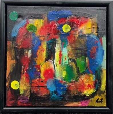 Ölbild Abstrakte Komposition Danish Mid-century Moderne Kunst Sixties 30x30cm 