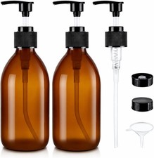 8 oz Amber Glass Pump Bottle Small Empty Soap Dispenser for Oil Refillable Dark