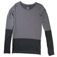 Athleta Women's Gry/Blk Flurry Colorblock Ribbed Long Sleeve Top Sz M Base Layer