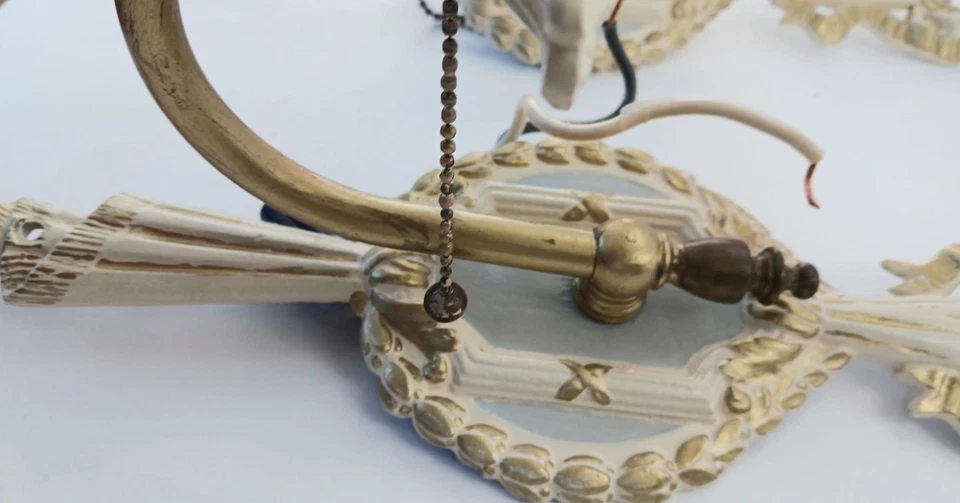 Apliques de pared antiguos Art Deco par de lámparas de pared a juego interruptor vintage fundido 13" Foto 4 de 4