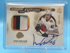 2020 SP AUTHENTIC LUCAS CARLSSON FUTURE WATCH AUTO PATCH /100 BLACKHAWKS