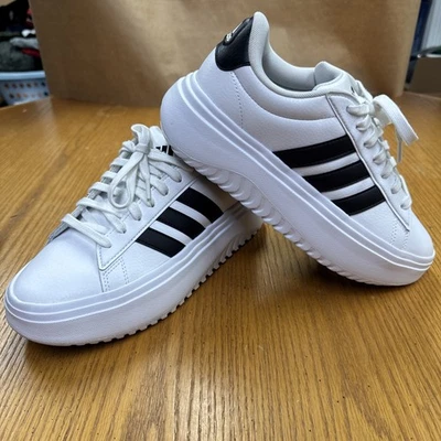 Adidas Grand Court Platform White Black IE1092 Womens SZ 8.5 Excellent Condition - Image 1 of 4