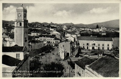 PC PORTUGAL AZOREN DÜNNE SPITZE PRACA DA REPUBLICA VINTAGE POSTCARD (b63824)