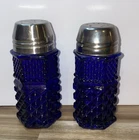 Vintage Set Of Cobalt Blue Glass Salt and Pepper Shakers 4 inch Wexford ? used