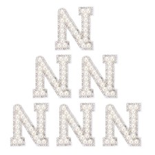 6 Pcs Rhinestone Letters Patches Initial Letters N Self-Adhesive Patches White