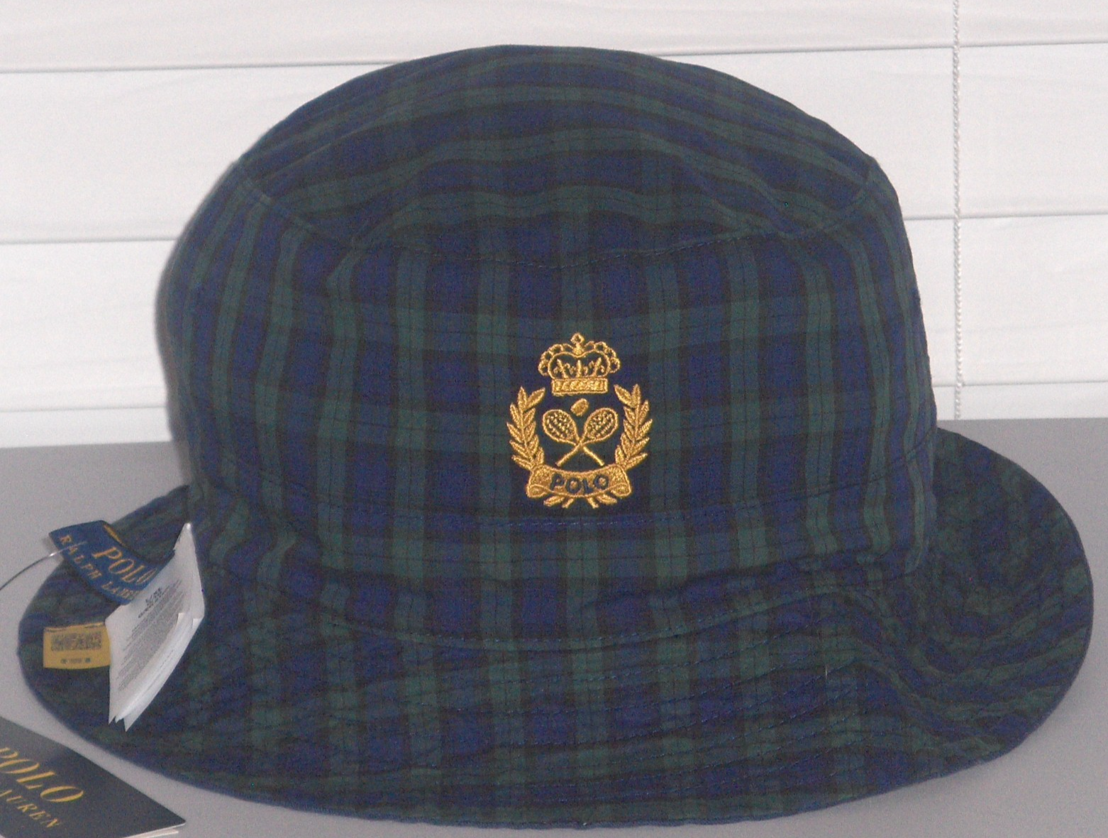 Cappello berretto POLO RALPH LAUREN uomo blackwatch plaid reversibile pony tennis secchiello