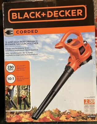 Black+Decker BV3600 12 Amp 3-in-1 Corded Electric Leaf Blower/Vac ...