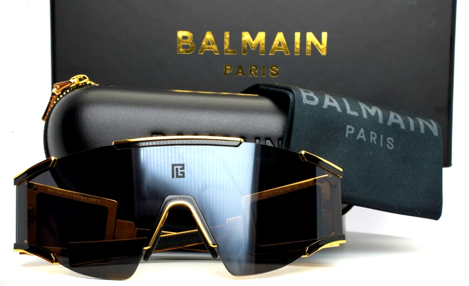 BALMAIN Fleche BPS-138A-141 GLD-BLK Gold Black Unisex Shield Sunglasses 114 B:54
