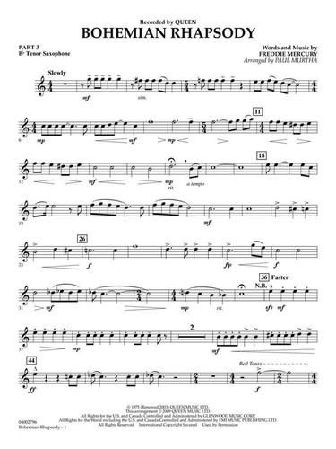Bohemian Rhapsody Freddie Mercury Set 5-Part Flexible Band and Opt. Strings Hal - Imagen 5 de 12