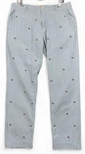 Polo Ralph Lauren Seersucker Nautical Flag Pants Mens 36x30 Blue Embroidered