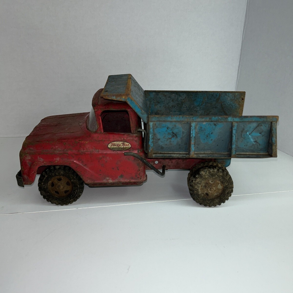 Vtg 1950s-1960s TONKA PRESSED STEEL DUMP TRUCK RED BLUE Mound Minn