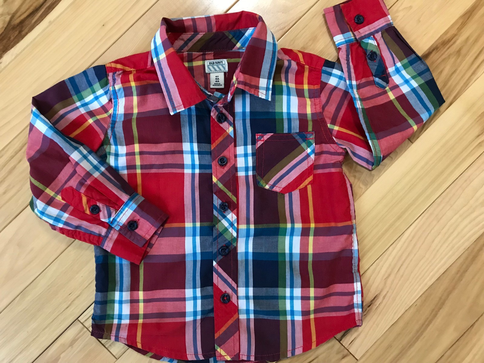 OLD NAVY Plaid Button Front Shirt Sz 4T Toddler