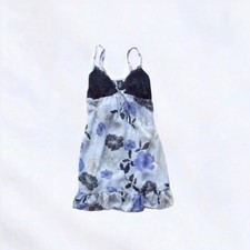 Apt. 9 Light Blue Black Lace Floral Ruffle Lingerie Nightie Dress Size Small