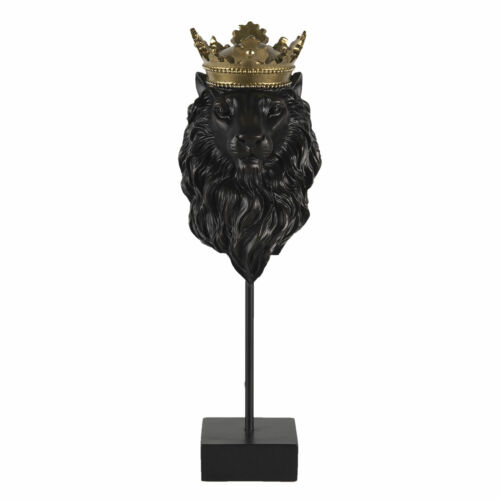 Wunderschöner Dekoration Löwe Figur Fuß 40cm Krone Clayre&Eef Schwarz 6PR3386 - Bild 1 von 1