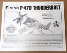 Hobbico Top Flite Giant P-47D Thunderbolt Scale Manual Instruction Book P47GP03