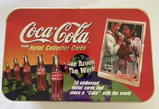 Vintage Coca Cola  Metal Collector Cards Box Set Around The World Share A Coke