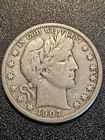1907-S 90% Silver Barber Half Dollar Scarce VF