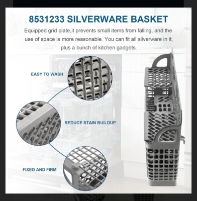 Genuine OEM Whirlpool Dishwasher Silverware Basket - WP8562043 - New